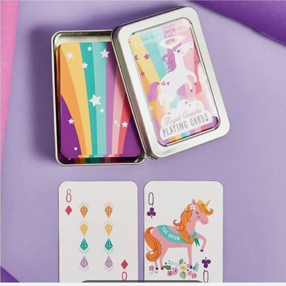 Cupcakes & Cartwheels Royal 🦄 Unicorn Playing Cards in Tin Case!